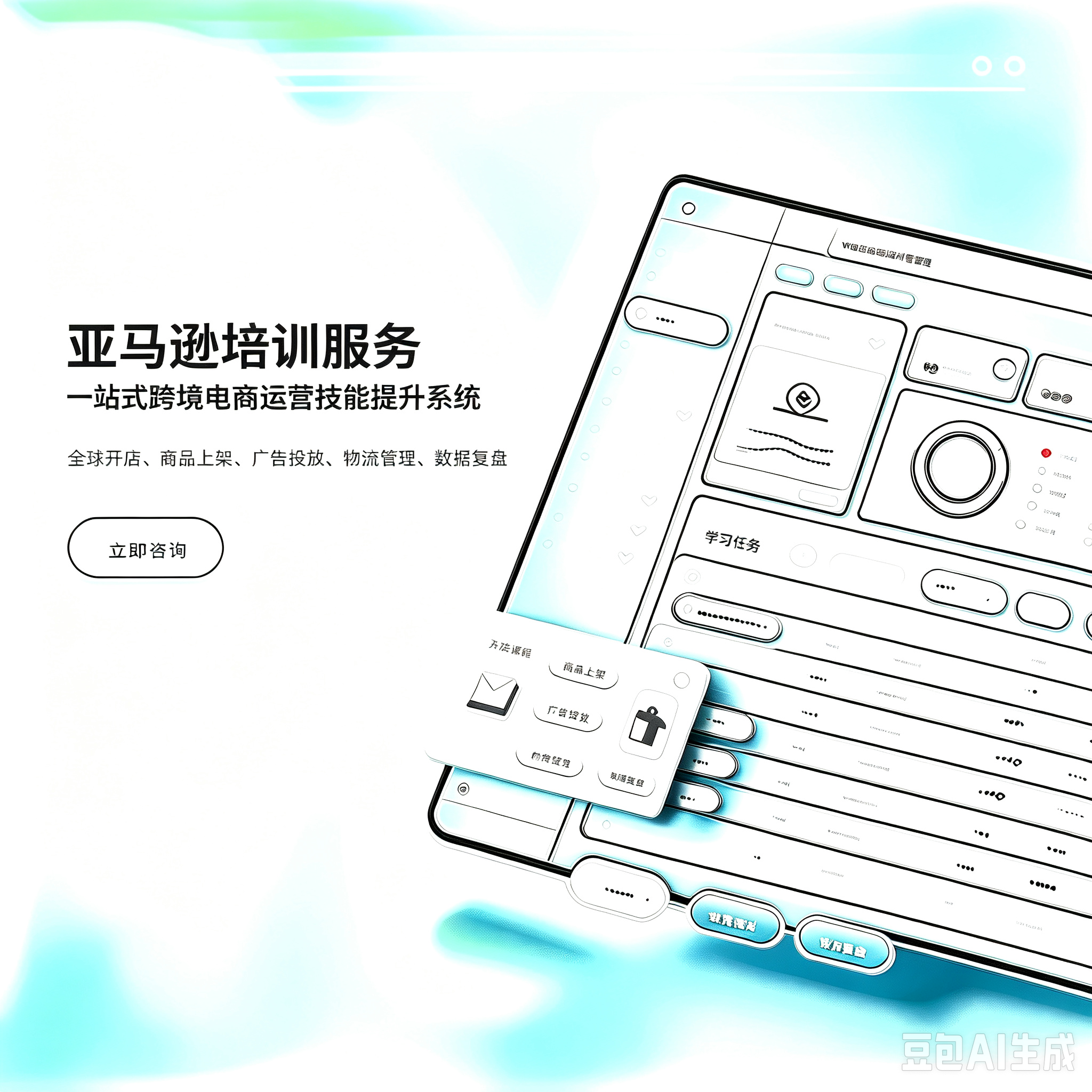 亚马逊跨境培训服务|全球开店教学 Listing 打造 FBA 物流 亚马逊广告 品牌备案跨境卖家实操培训指导服务封面