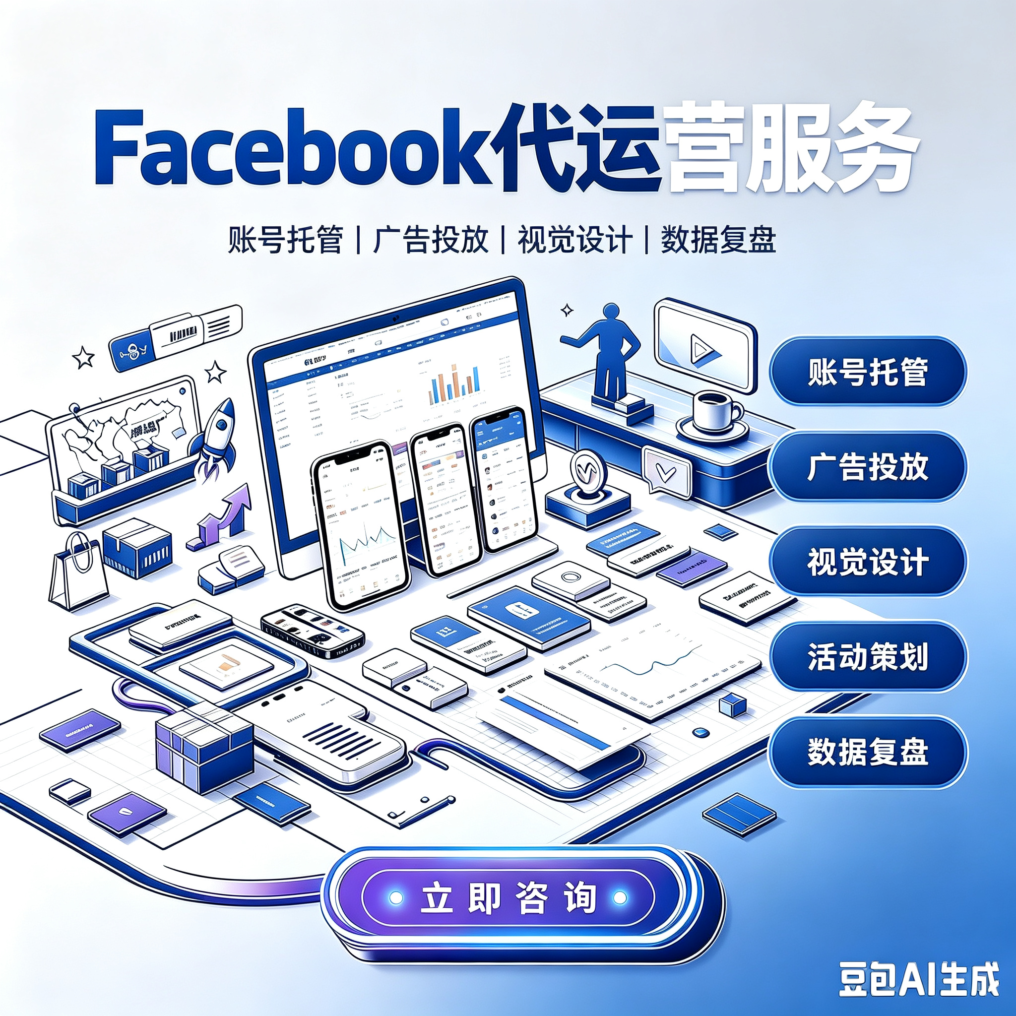 Facebook 社媒广告全案代运营服务服务封面
