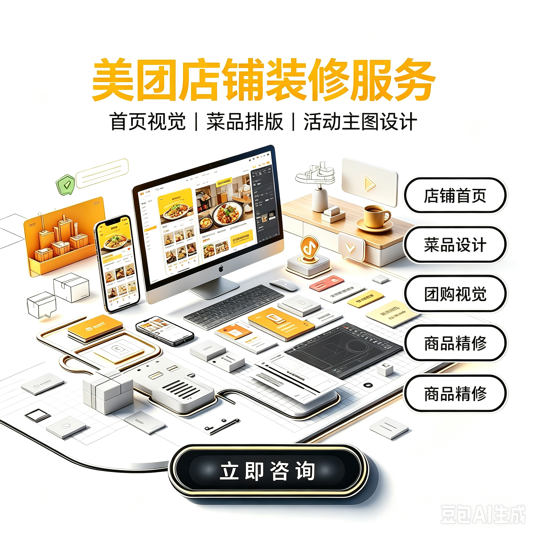 美团店铺装修服务服务封面