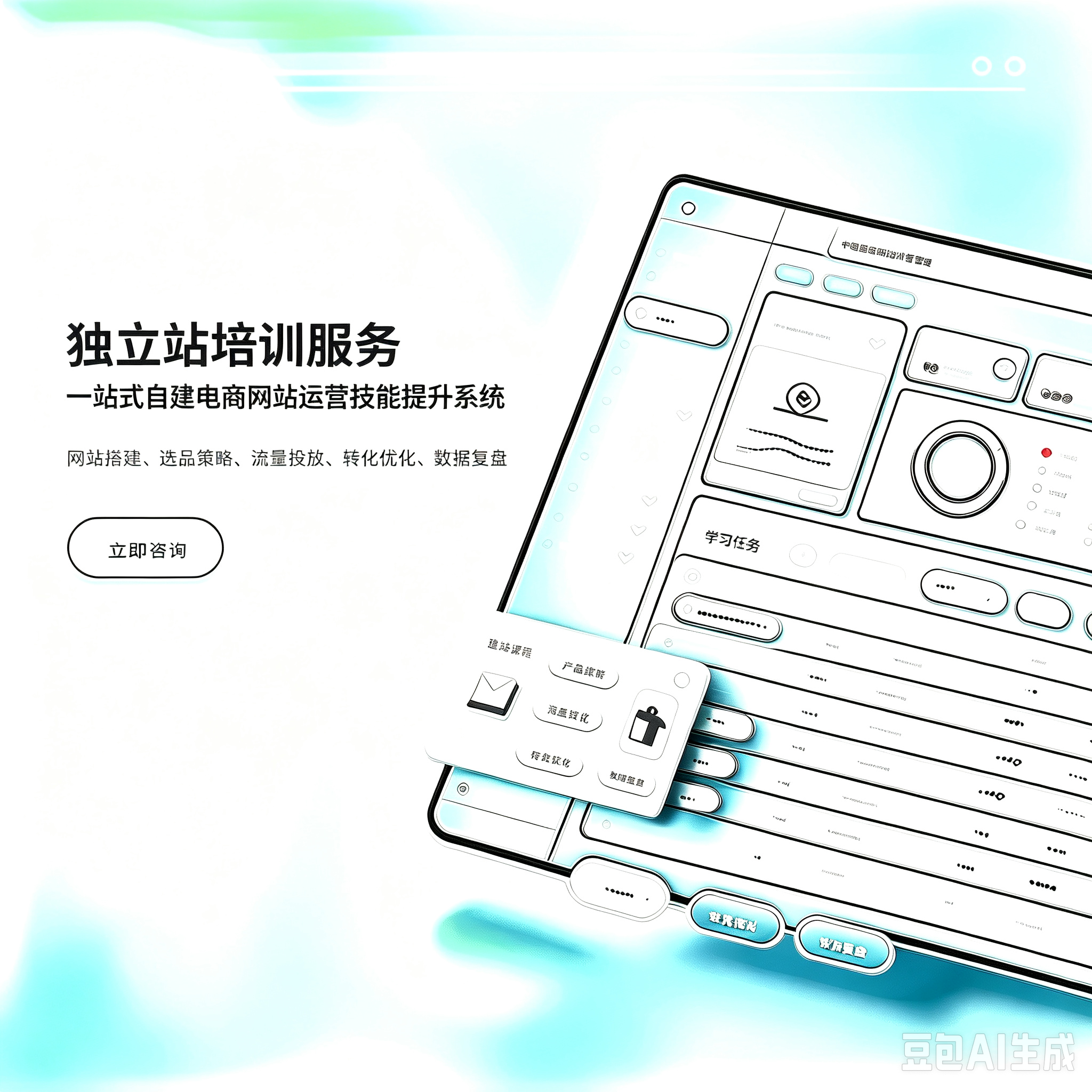 跨境独立站培训服务|建站搭建教学 Google Meta 投放 SEO 社媒引流 品牌出海商家实操培训指导服务封面