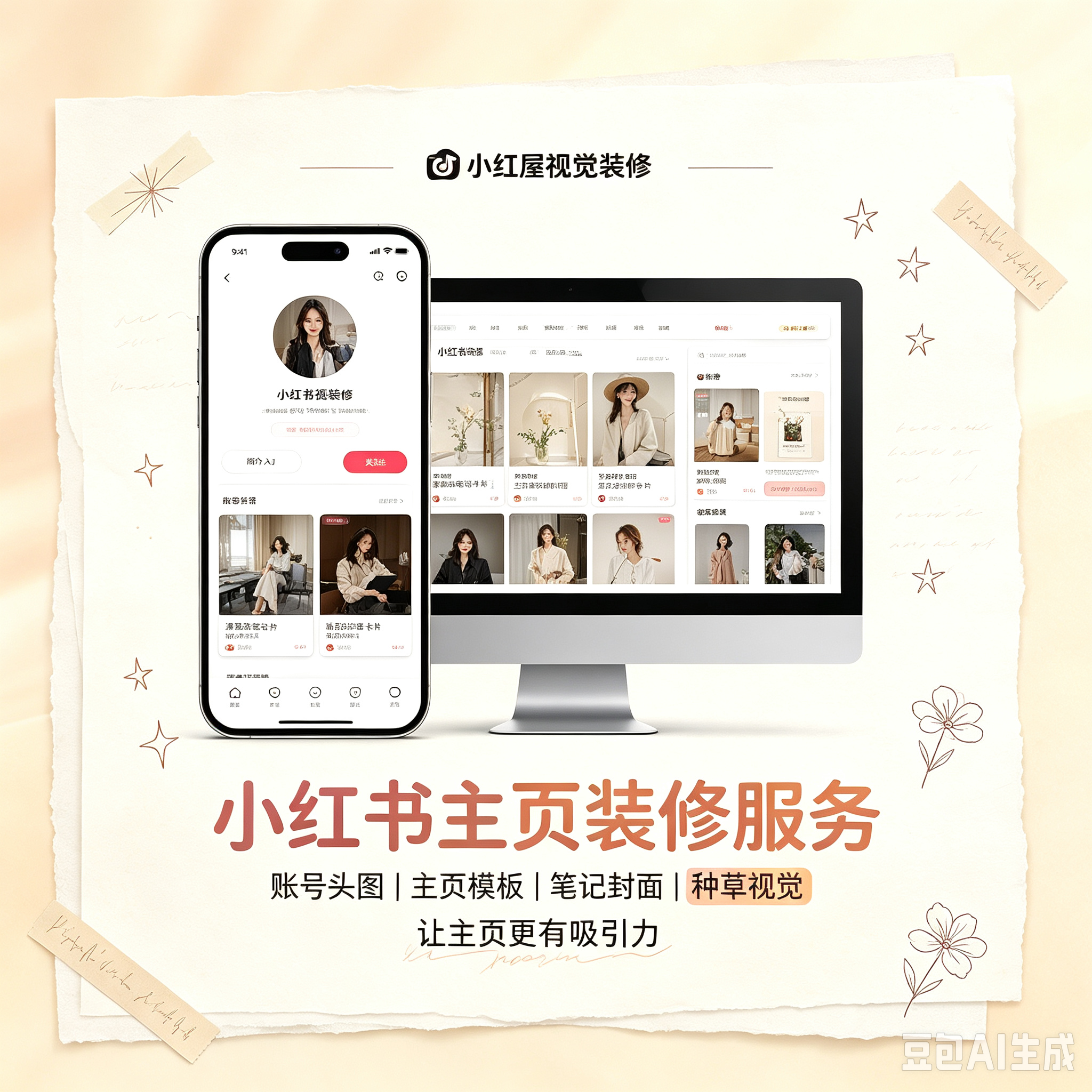 小红书主页装修服务封面