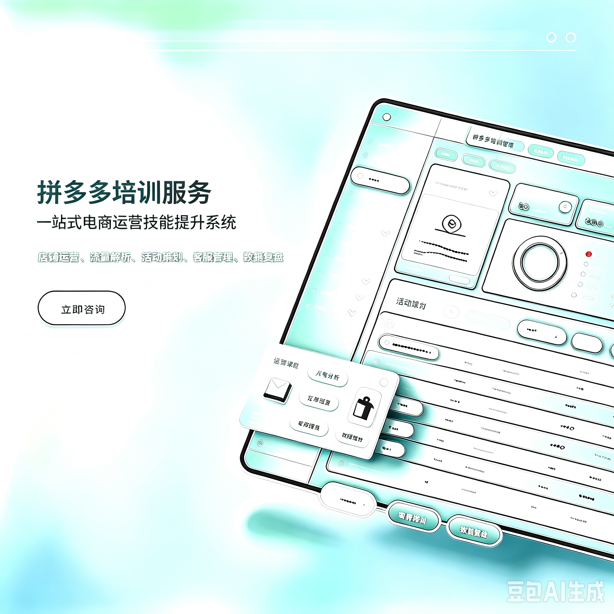 拼多多电商培训服务|新店开店教学 搜索流量 推广实操 活动玩法 商家实操培训指导服务封面