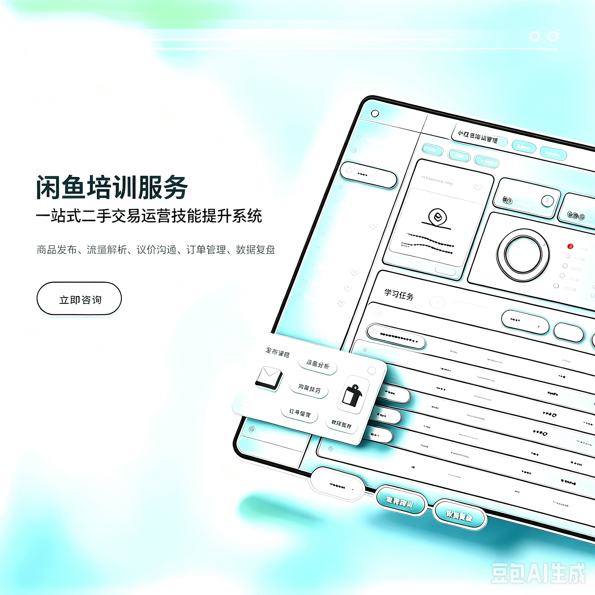 闲鱼鱼小铺电商培训服务|账号搭建选品教学 商品流量运营 超级擦亮投放 商家实操培训指导服务封面