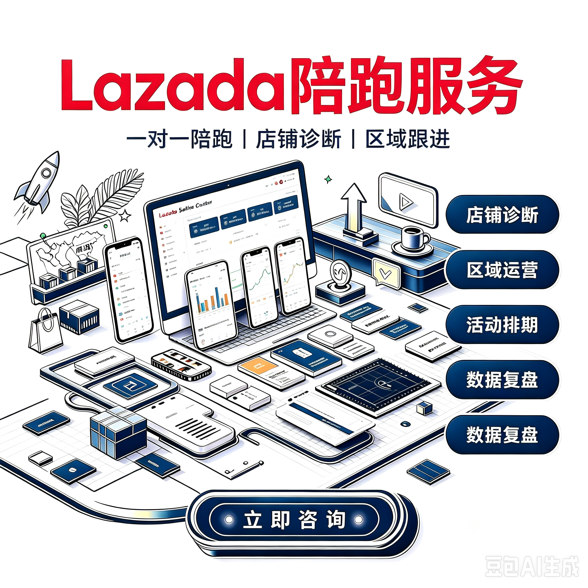 Lazada 东南亚跨境店铺一站式陪跑服务服务封面