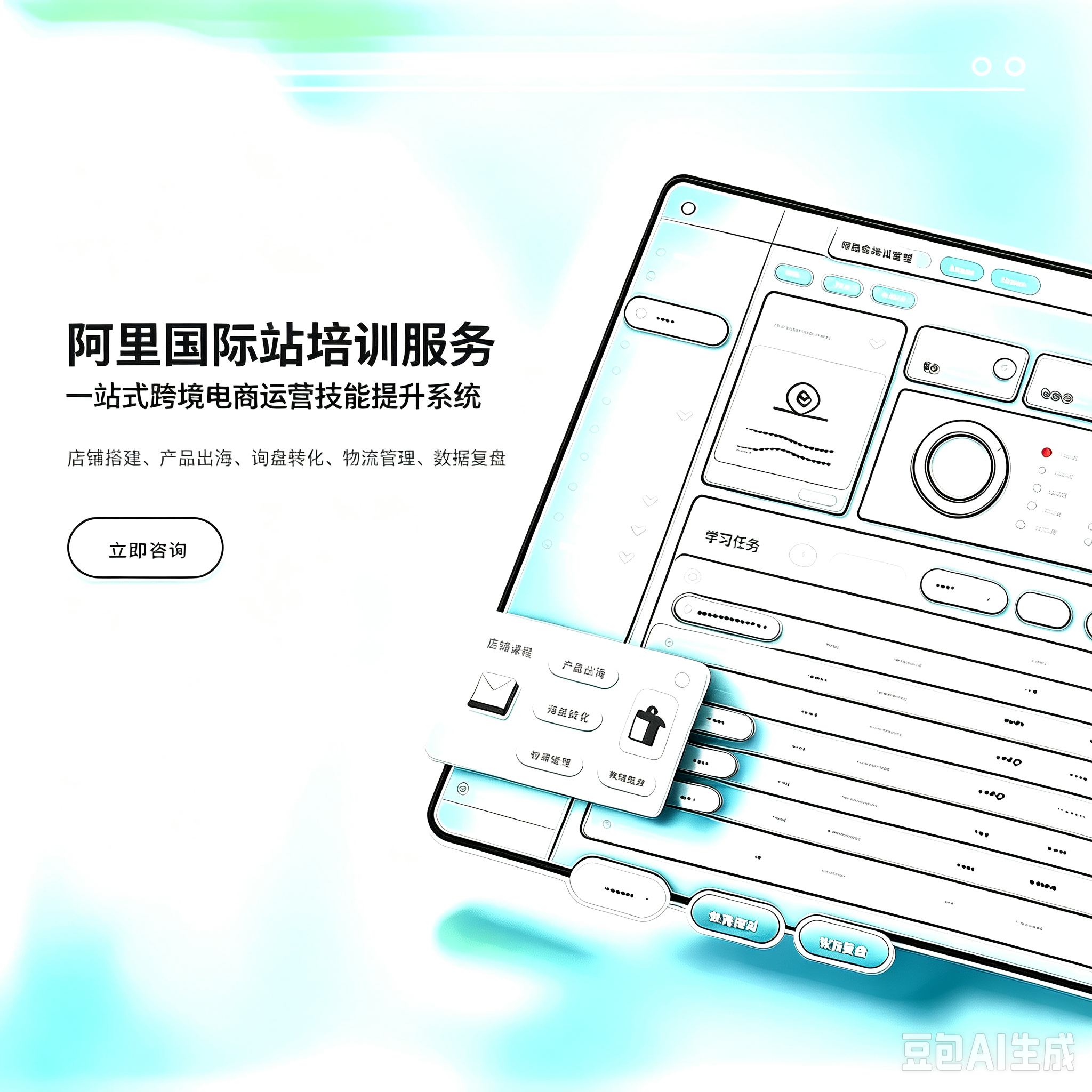 阿里国际站跨境 B2B 培训服务|出口通金品开店教学 产品运营 P4P 直通车 信保 RFQ 外贸商家实操培训指导服务封面